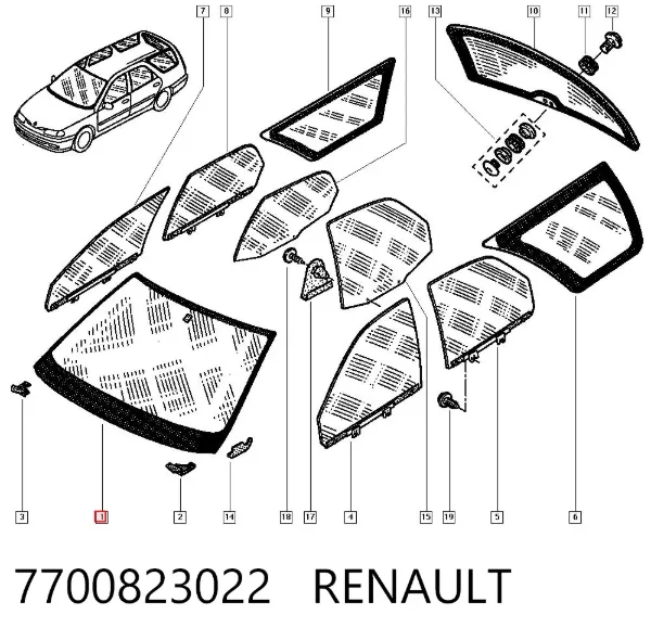 Pára-brisas 7700823022 Renault (RVI)