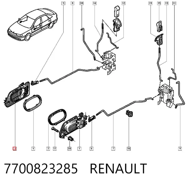 Maçaneta interna direita da porta dianteira 7700823285 Renault (RVI)
