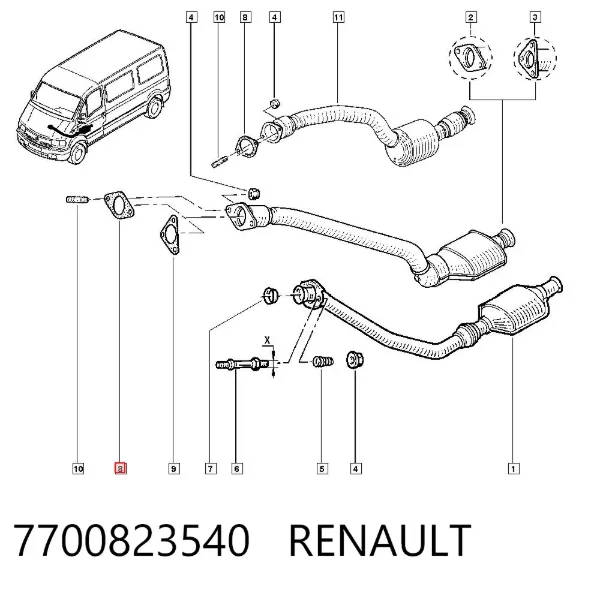 Vedante de tubo de admissão do silenciador 7700823540 Renault (RVI)