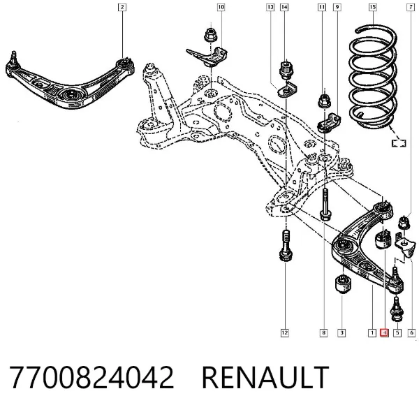 Bloco silencioso dianteiro do braço oscilante inferior 7700824042 Renault (RVI)