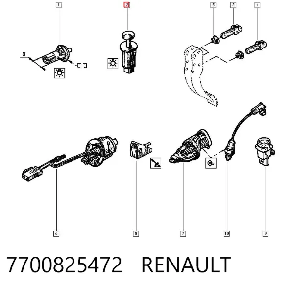 Botão de ativação da luz de fundo de porta-malas 7700825472 Renault (RVI)