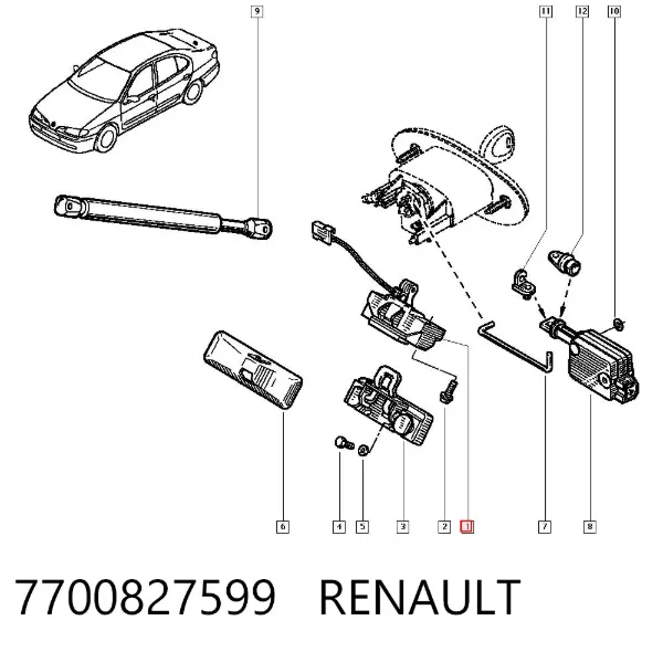 Fecho de tampa de porta-malas (de 3ª/5ª porta traseira) Renault Megane I