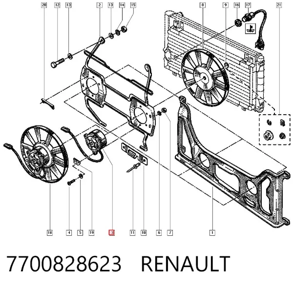 Motor de ventilador do sistema de esfriamento 7700828623 Renault (RVI)