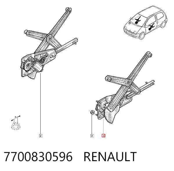 Mecanismo de acionamento de vidro da porta dianteira esquerda 7700830596 Renault (RVI)