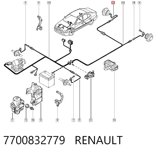 Sensor ABS traseiro direito 7700832779 Renault (RVI)