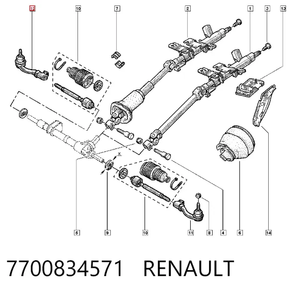 Ponta externa da barra de direção 7700834571 Renault (RVI)