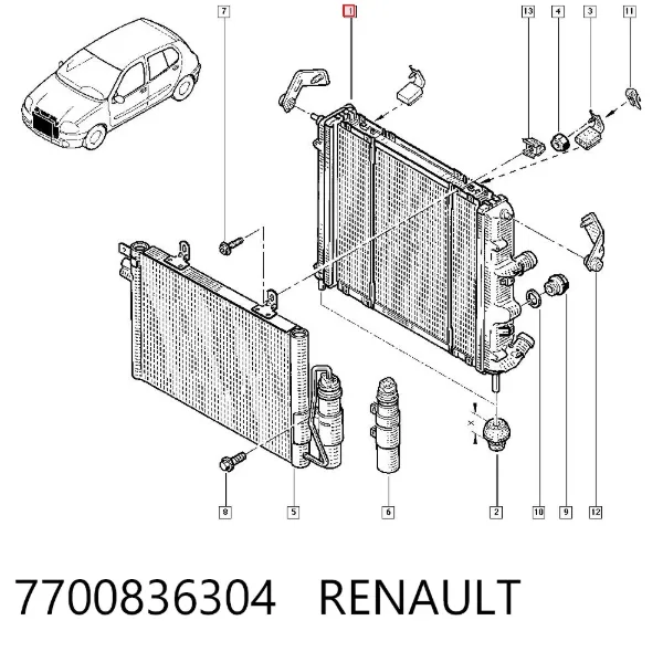 Radiador de esfriamento de motor 7700836304 Renault (RVI)