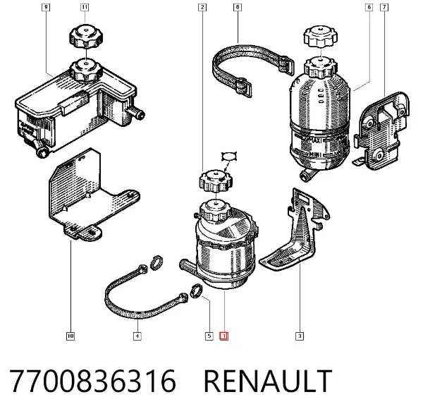 Tanque de expansão do sistema de esfriamento 7700836316 Renault (RVI)