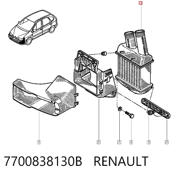 Radiador de intercooler 7700838130B Renault (RVI)