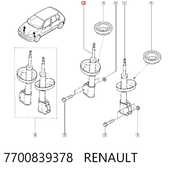 Amortecedor dianteiro 7700839378 Renault (RVI)