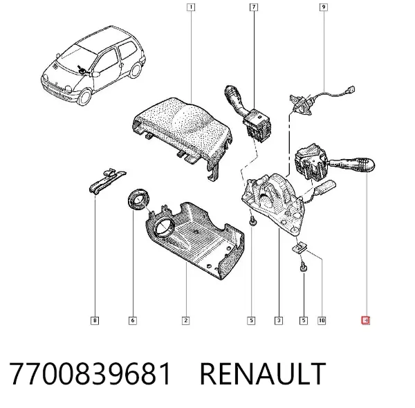 Comutador esquerdo instalado na coluna da direção 7700839681 Renault (RVI)