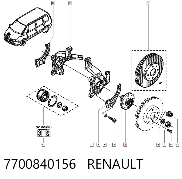 Cubo dianteiro 7700840156 Renault (RVI)
