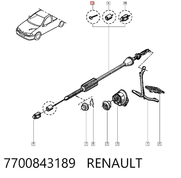 Cabo/pedal de gás (de acelerador) 7700843189 Renault (RVI)