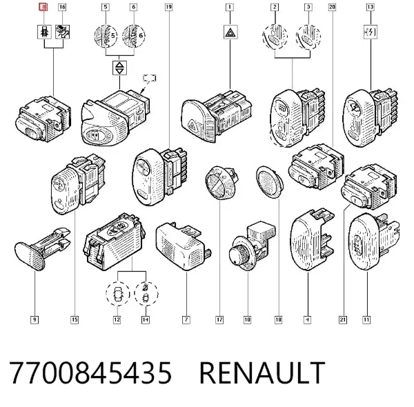 Botão de bloqueio de portas 7700845435 Renault (RVI)