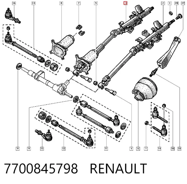 Coluna da direção 7700845798 Renault (RVI)