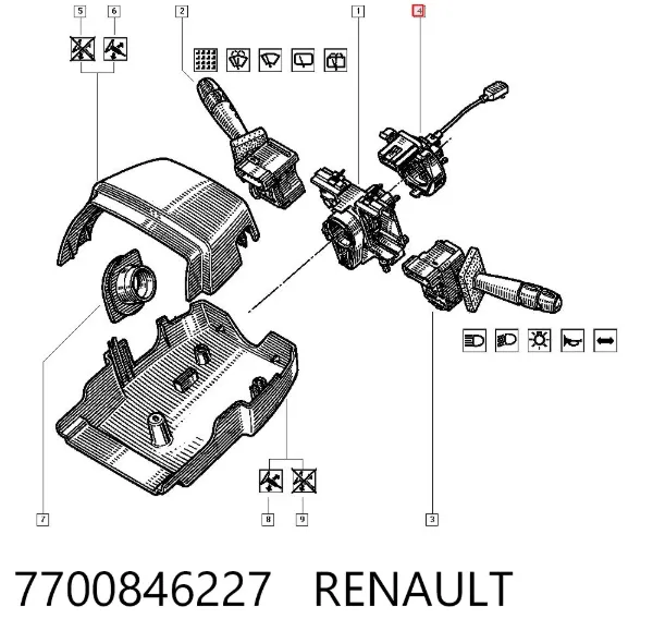Anel AIRBAG de contato, cabo plano do volante 7700846227 Renault (RVI)