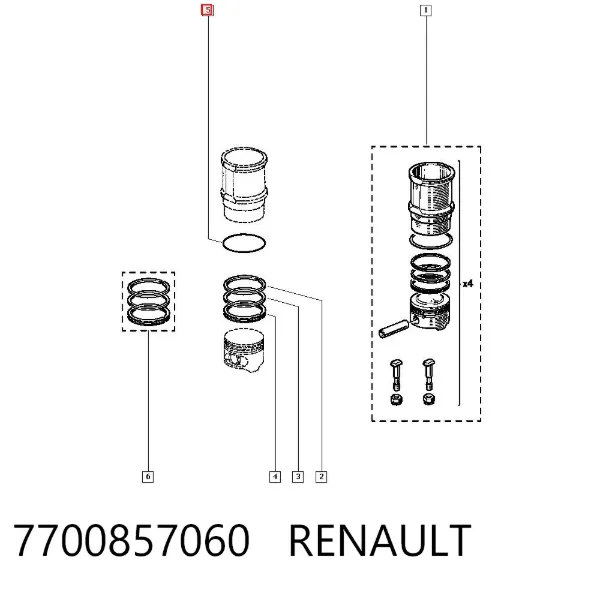 Vedante anular para a camisa de motor 7700857060 Renault (RVI)