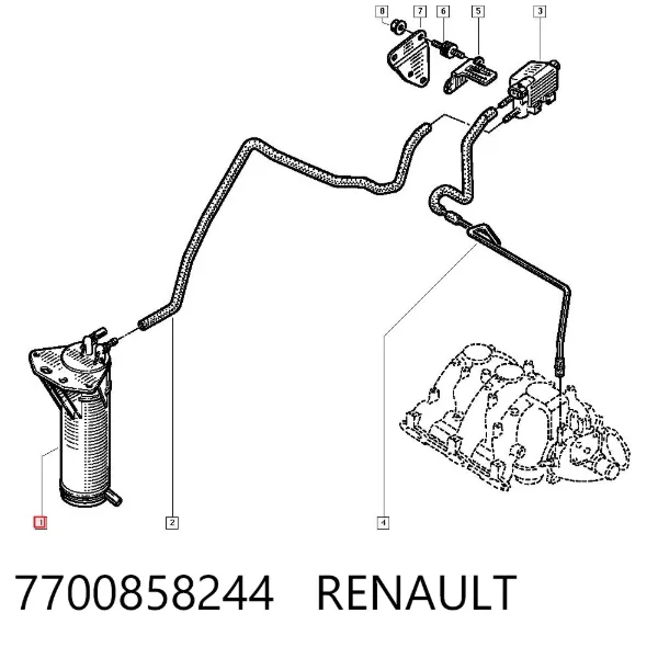 Adsorvedor dos vapores de combustível 7700858244 Renault (RVI)
