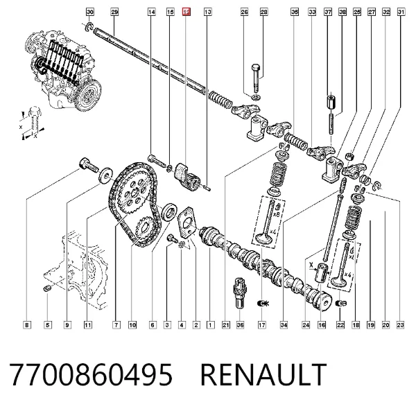 Reguladora de tensão da cadeia do mecanismo de distribuição de gás 7700860495 Renault (RVI)