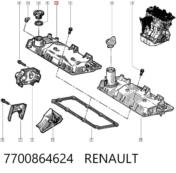 Bobina de ignição 7700864624 Renault (RVI)