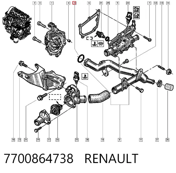 Vedante anular do sistema de esfriamento 7700864738 Renault (RVI)