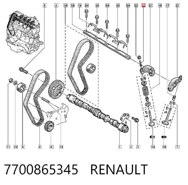 Parafuso do balanceiro de válvulas 7700865345 Renault (RVI)