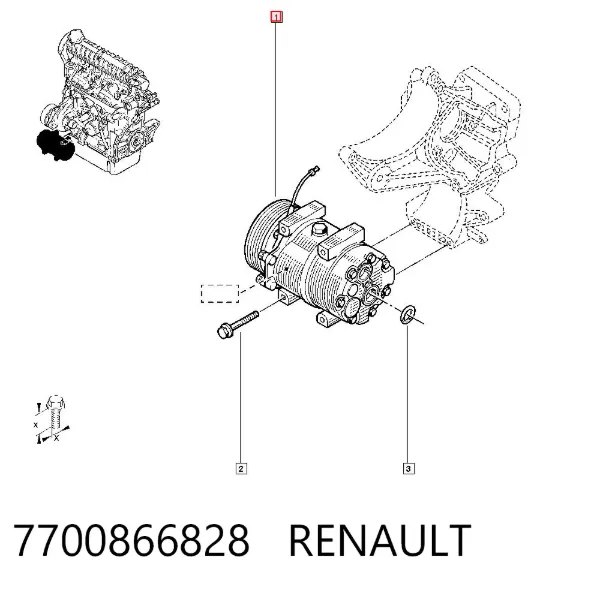 Compressor de aparelho de ar condicionado 7700866828 Renault (RVI)