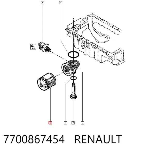 Filtro de óleo 7700867454 Renault (RVI)