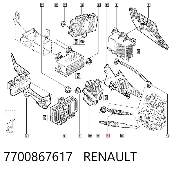 Vela de incandescência 7700867617 Renault (RVI)