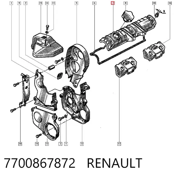 Tampa de válvulas 7700867872 Renault (RVI)