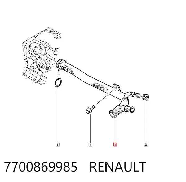 Mangueira (cano derivado) de bomba de água de admissão 7700869985 Renault (RVI)