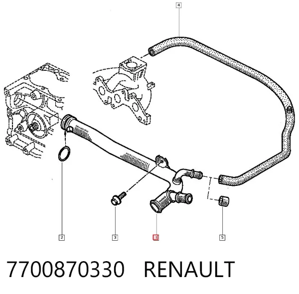 Mangueira (cano derivado) do sistema de esfriamento 7700870330 Renault (RVI)