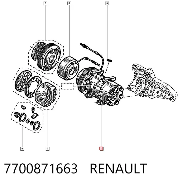 Compressor de aparelho de ar condicionado 7700871663 Renault (RVI)
