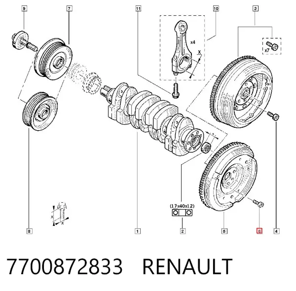 Parafuso de fixação de volante 7700872833 Renault (RVI)