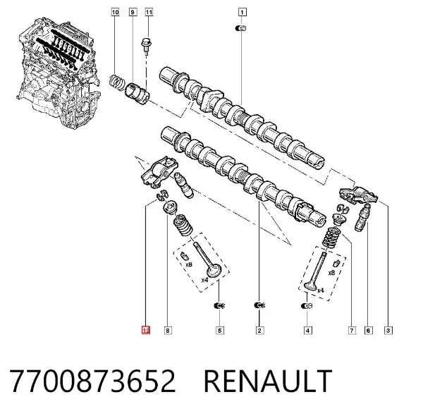 Peça inserida de válvula 7700873652 Renault (RVI)