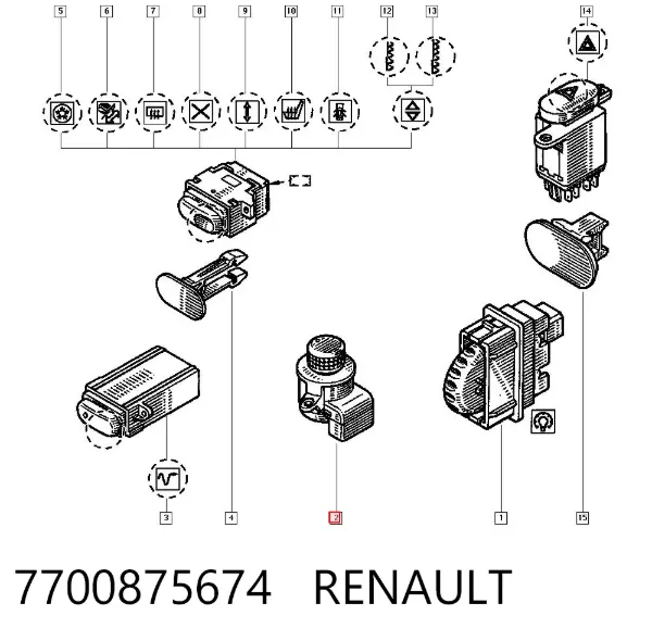 Unidade de controlo dos espelhos de retrovisão, na porta 7700875674 Renault (RVI)