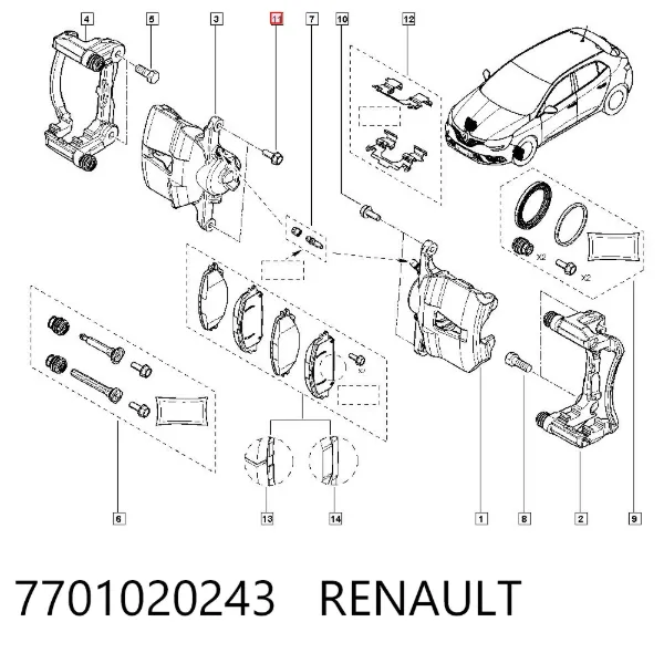Parafuso do freio de suporte 7701020243 Renault (RVI)