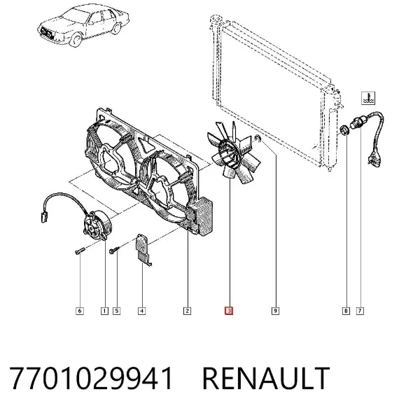 Ventilador (roda de aletas) do radiador de esfriamento 7701029941 Renault (RVI)