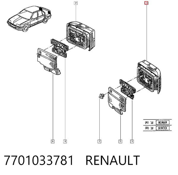 Lanterna traseira esquerda 7701033781 Renault (RVI)