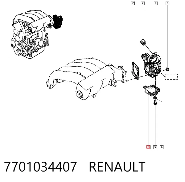 Sensor de posição da válvula de borboleta (potenciômetro) 7701034407 Renault (RVI)