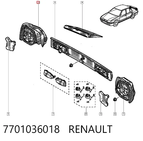 Lanterna traseira direita 7701036018 Renault (RVI)
