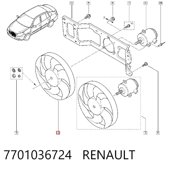 Ventilador (roda de aletas) do radiador de esfriamento 7701036724 Renault (RVI)