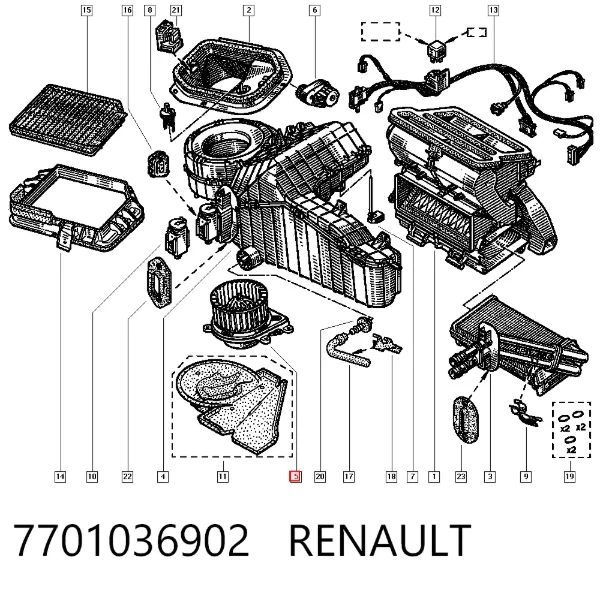Motor de ventilador de forno (de aquecedor de salão) 7701036902 Renault (RVI)