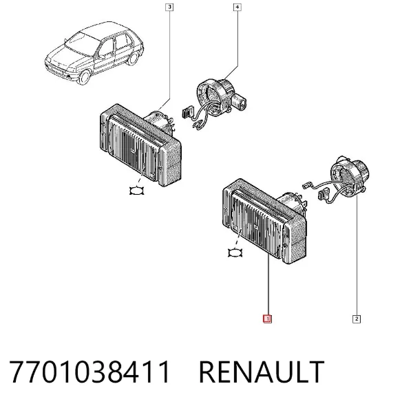 Luzes de nevoeiro esquerdas 7701038411 Renault (RVI)