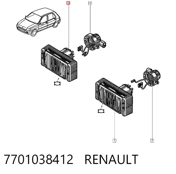Luzes de nevoeiro direitas 7701038412 Renault (RVI)