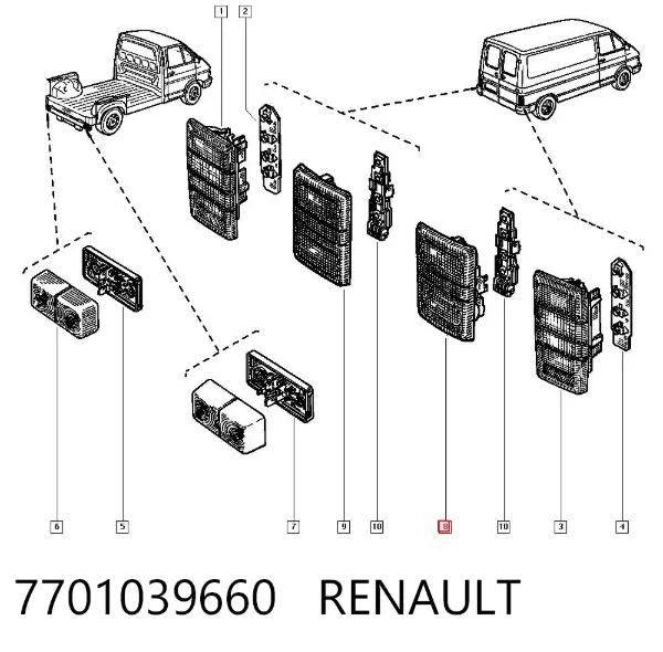 Lanterna traseira direita 7701039660 Renault (RVI)