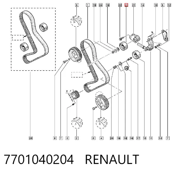 Rolo parasita da correia do mecanismo de distribuição de gás 7701040204 Renault (RVI)