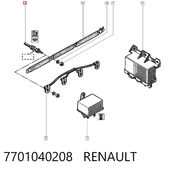 Vela de incandescência 7701040208 Renault (RVI)