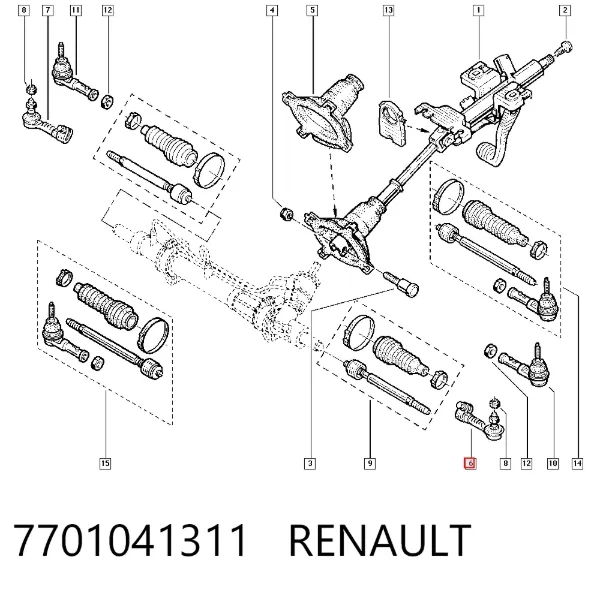 Ponta externa da barra de direção 7701041311 Renault (RVI)