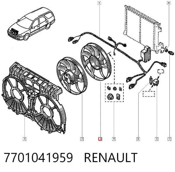 Ventilador (roda de aletas) do radiador de esfriamento 7701041959 Renault (RVI)